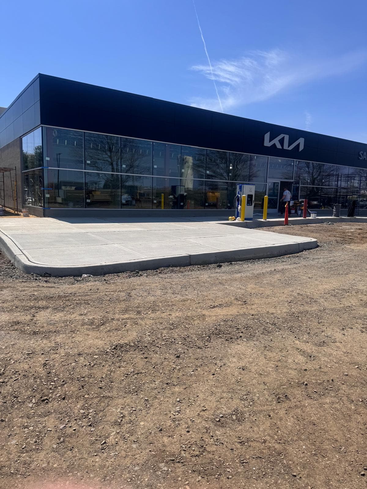 Kia dealership curtain wall glazing in Keyport, New Jersey.