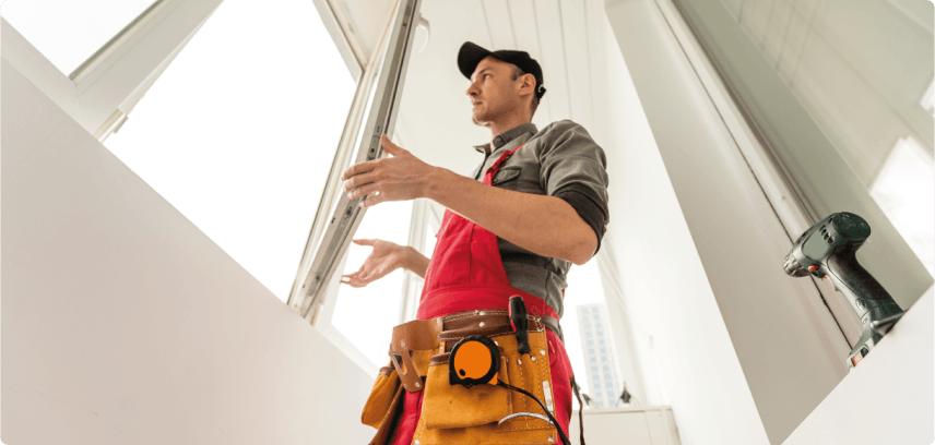 SNJ worker, installing a window in Newark NJ